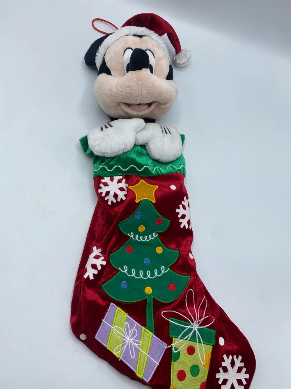 Christmas Disney Mickey Mouse 3D Stocking Plush Stuffed Holiday Festive Themed